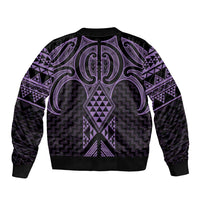 Waiporoporo Maori Ta Moko Poutama Art Sleeve Zip Bomber Jacket LT9 - Polynesian Pride