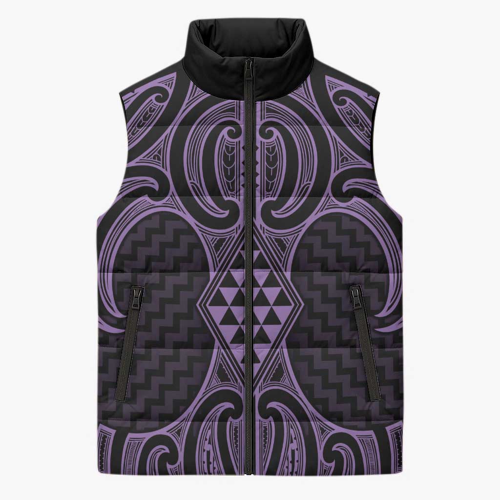 Waiporoporo Maori Ta Moko Poutama Art Sleeveless Puffer Jacket - Polynesian Pride