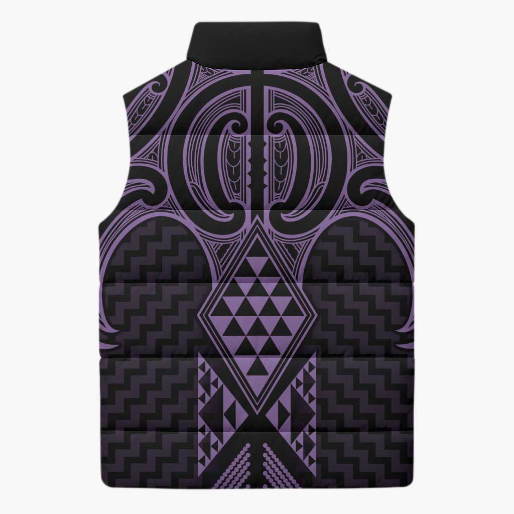 Waiporoporo Maori Ta Moko Poutama Art Sleeveless Puffer Jacket - Polynesian Pride