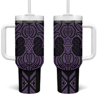 Waiporoporo Maori Ta Moko Poutama Art Tumbler With Handle LT9 One Size: 40 oz Purple - Polynesian Pride