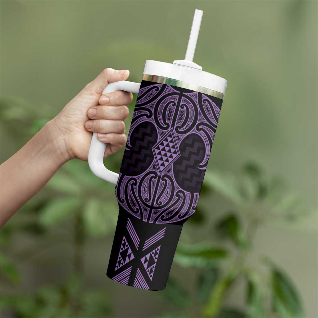 Waiporoporo Maori Ta Moko Poutama Art Tumbler With Handle LT9 - Polynesian Pride