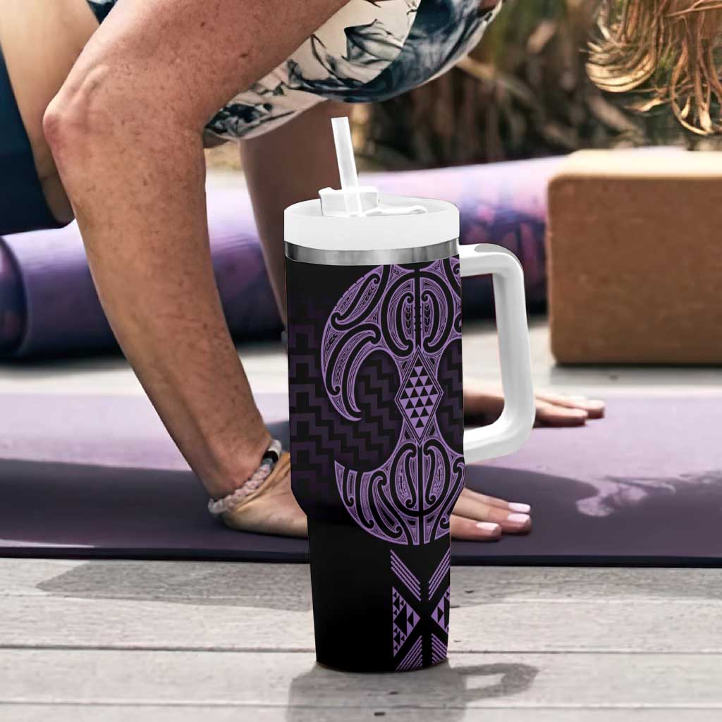 Waiporoporo Maori Ta Moko Poutama Art Tumbler With Handle LT9 - Polynesian Pride
