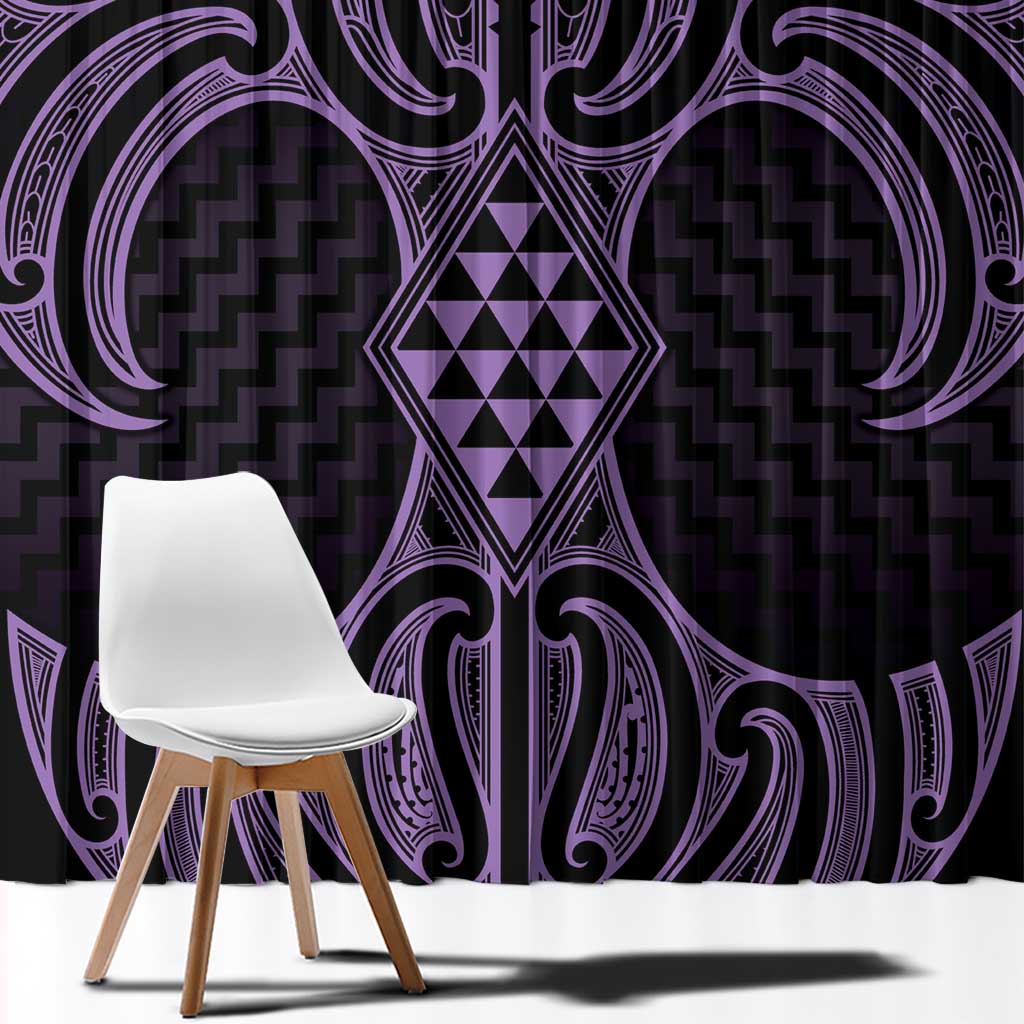 Waiporoporo Maori Ta Moko Poutama Art Window Curtain LT9 - Polynesian Pride