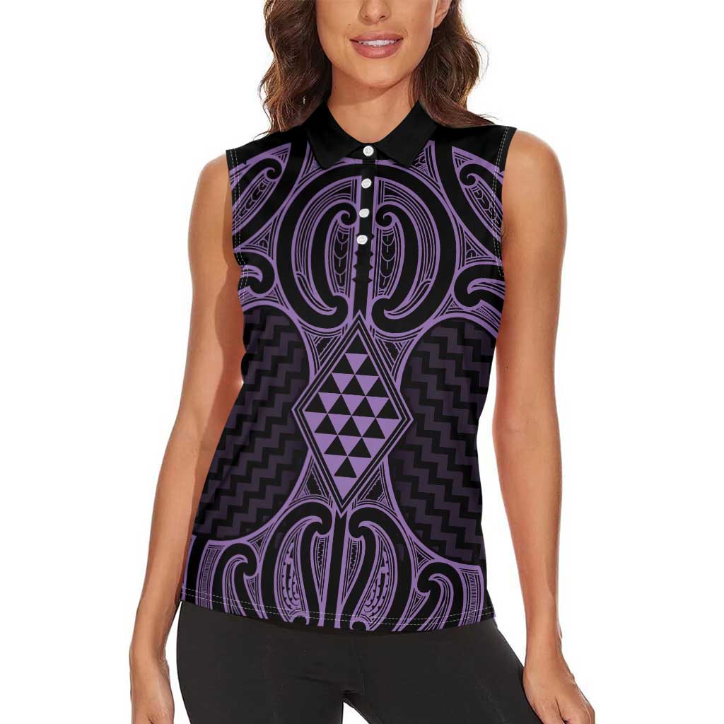 Waiporoporo Maori Ta Moko Poutama Art Women Sleeveless Polo Shirt
