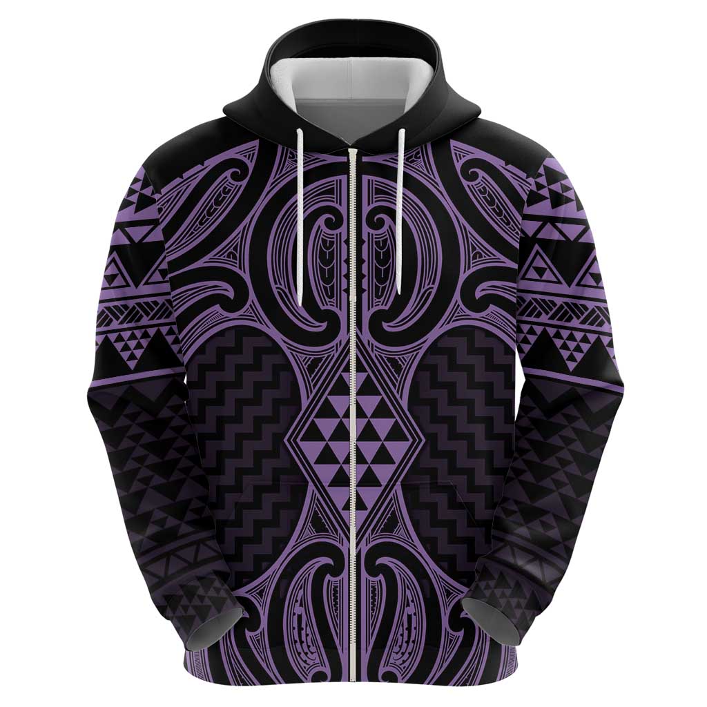 Waiporoporo Maori Ta Moko Poutama Art Zip Hoodie