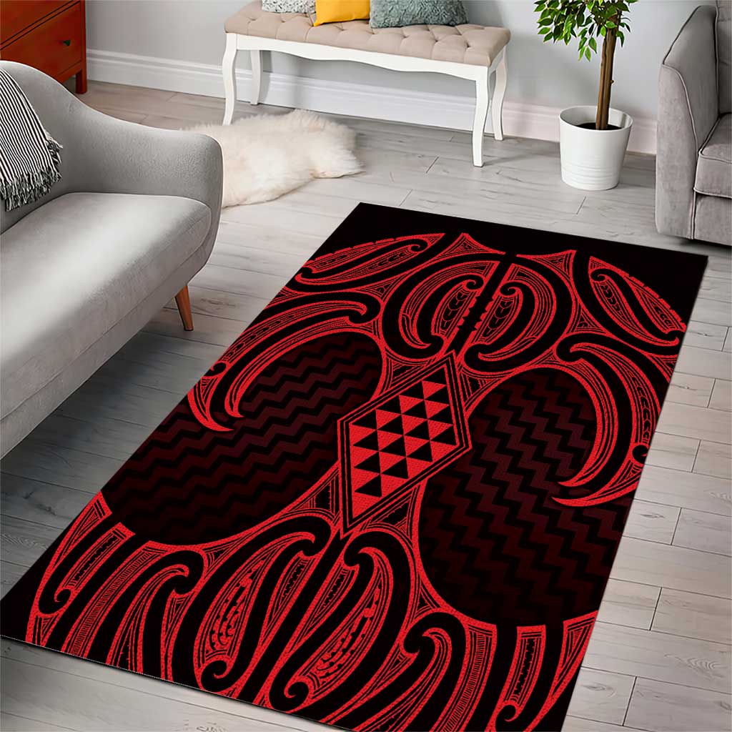 Whero Maori Ta Moko Poutama Art Area Rug LT9 - Polynesian Pride