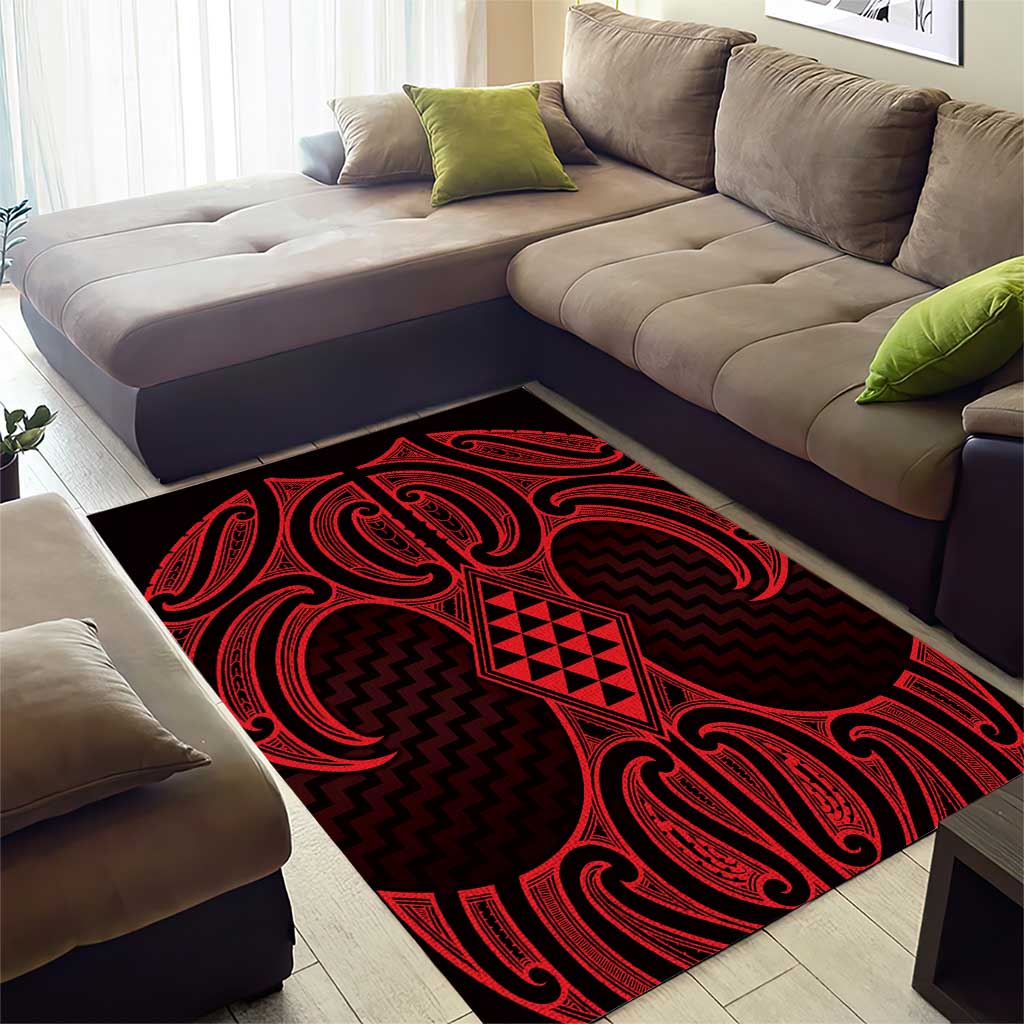 Whero Maori Ta Moko Poutama Art Area Rug LT9 - Polynesian Pride