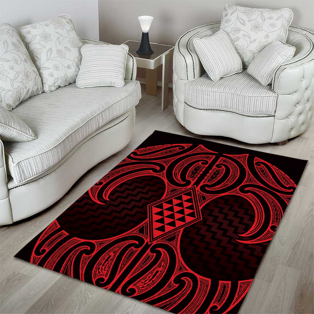 Whero Maori Ta Moko Poutama Art Area Rug LT9 - Polynesian Pride