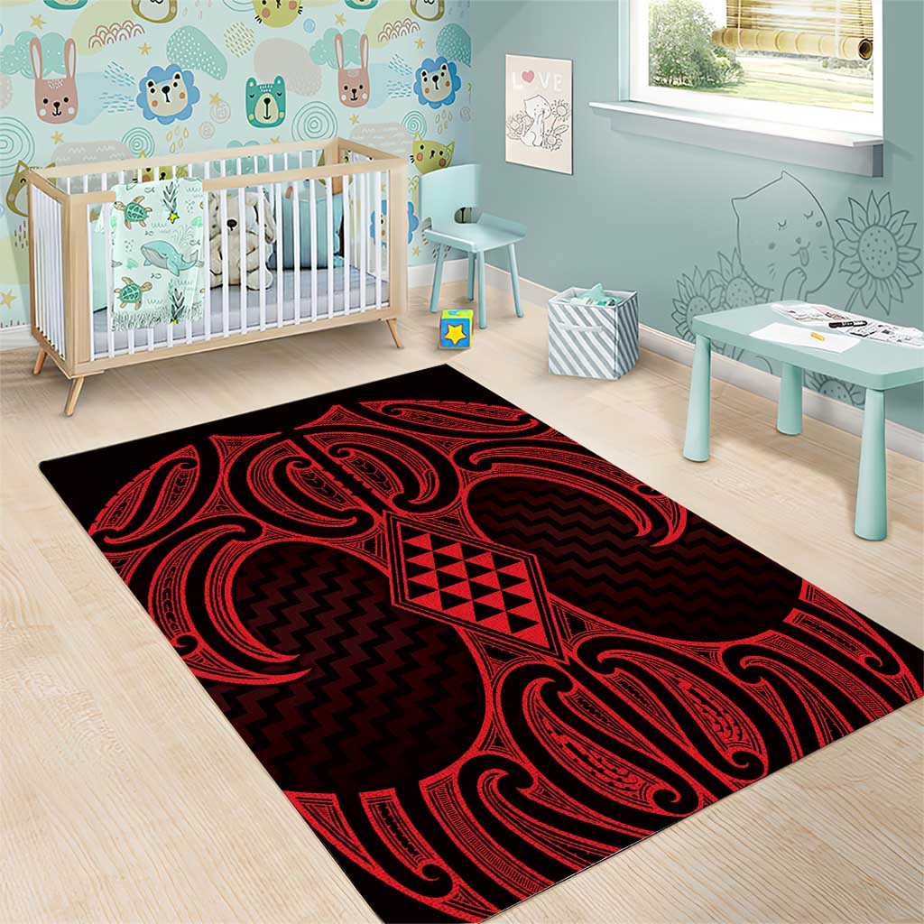 Whero Maori Ta Moko Poutama Art Area Rug LT9 - Polynesian Pride
