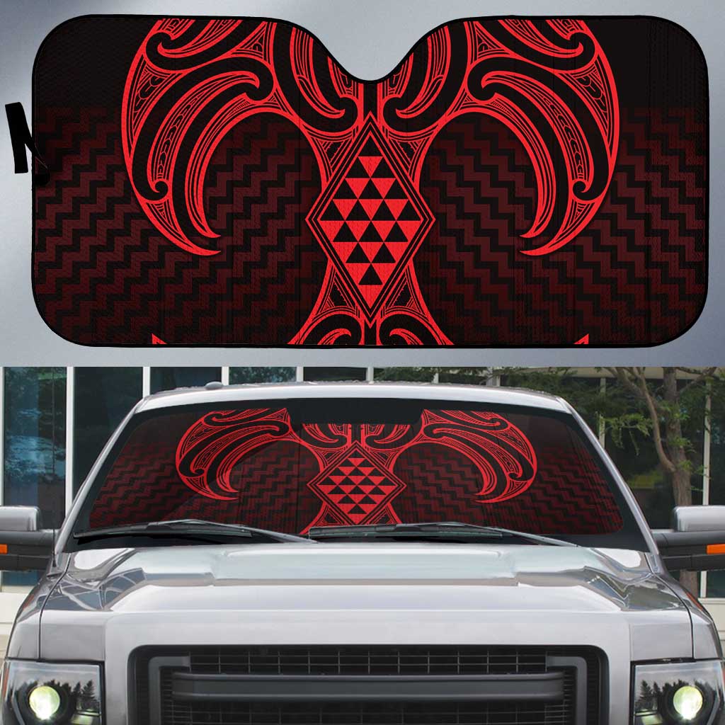 Whero Maori Ta Moko Poutama Art Auto Sun Shade - Polynesian Pride