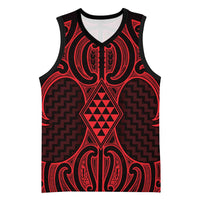 Whero Maori Ta Moko Poutama Art Basketball Jersey - Polynesian Pride