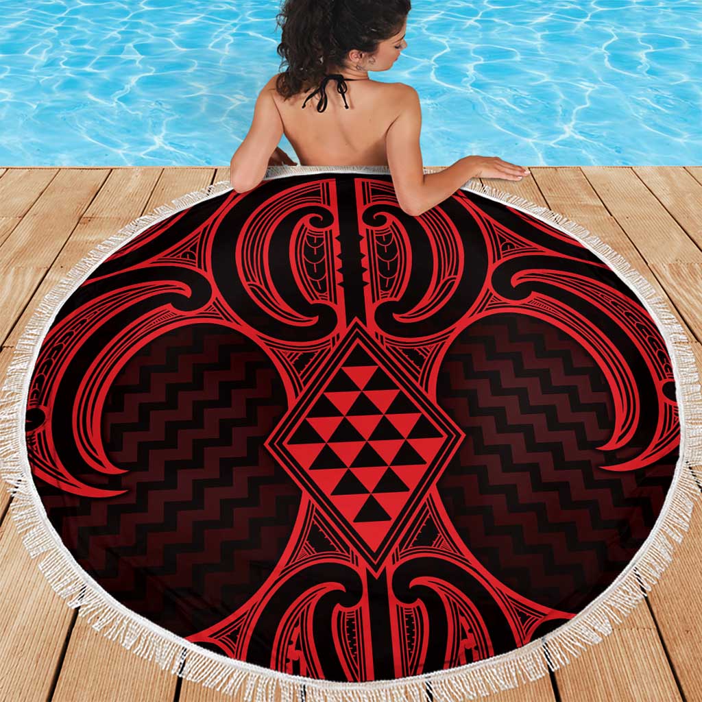 Whero Maori Ta Moko Poutama Art Beach Blanket