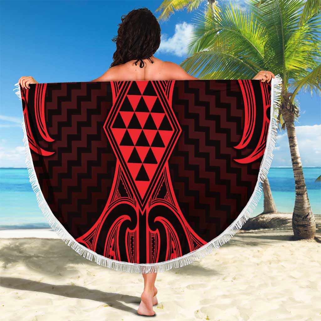 Whero Maori Ta Moko Poutama Art Beach Blanket