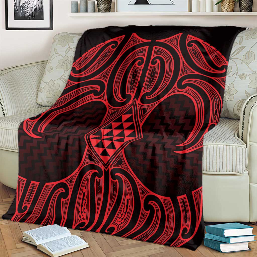 Whero Maori Ta Moko Poutama Art Blanket