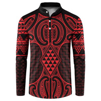 Whero Maori Ta Moko Poutama Art Button Sweatshirt