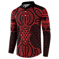 Whero Maori Ta Moko Poutama Art Button Sweatshirt