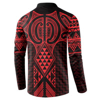 Whero Maori Ta Moko Poutama Art Button Sweatshirt