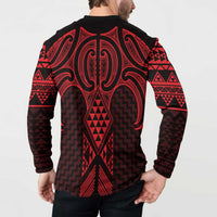 Whero Maori Ta Moko Poutama Art Button Sweatshirt