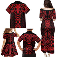 Whero Maori Ta Moko Poutama Art Family Matching Puletasi and Hawaiian Shirt