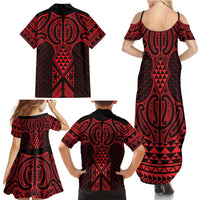 Whero Maori Ta Moko Poutama Art Family Matching Summer Maxi Dress and Hawaiian Shirt LT9 - Polynesian Pride