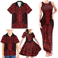 Whero Maori Ta Moko Poutama Art Family Matching Tank Maxi Dress and Hawaiian Shirt LT9 - Polynesian Pride
