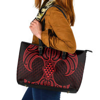 Whero Maori Ta Moko Poutama Art Leather Tote Bag LT9 Red - Polynesian Pride