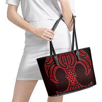 Whero Maori Ta Moko Poutama Art Leather Tote Bag LT9 - Polynesian Pride