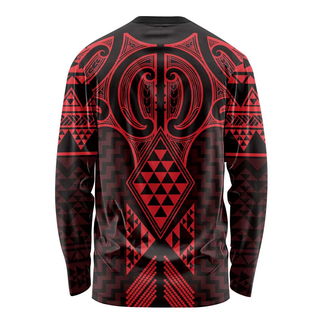 Whero Maori Ta Moko Poutama Art Long Sleeve Shirt