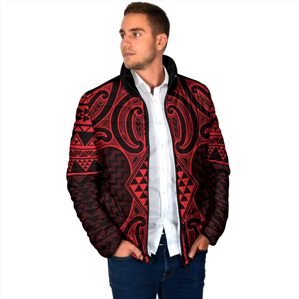 Whero Maori Ta Moko Poutama Art Padded Jacket - Polynesian Pride