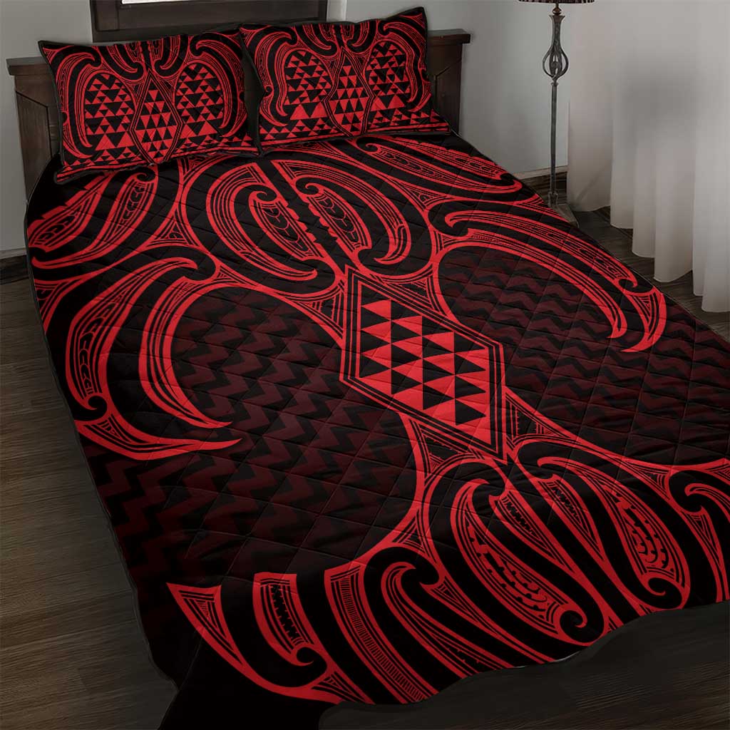 Whero Maori Ta Moko Poutama Art Quilt Bed Set