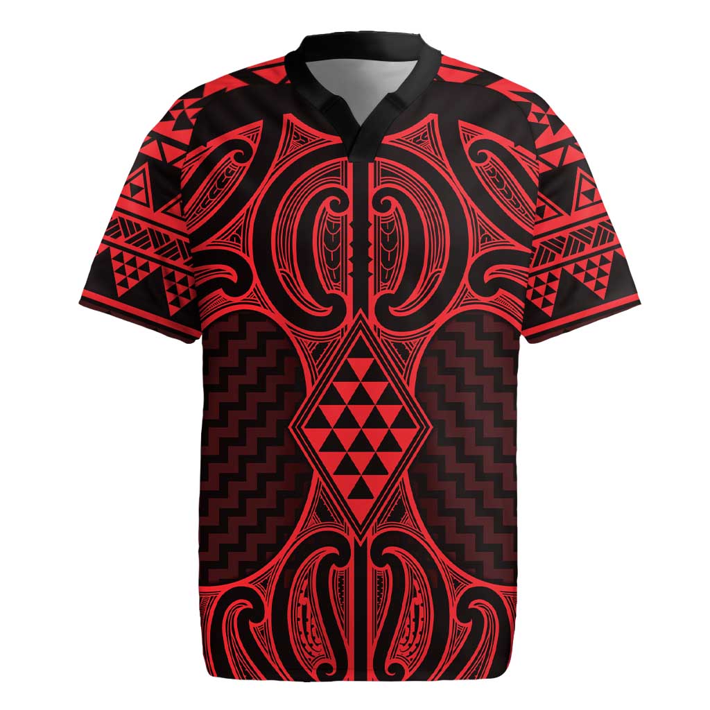 Whero Maori Ta Moko Poutama Art Rugby Jersey