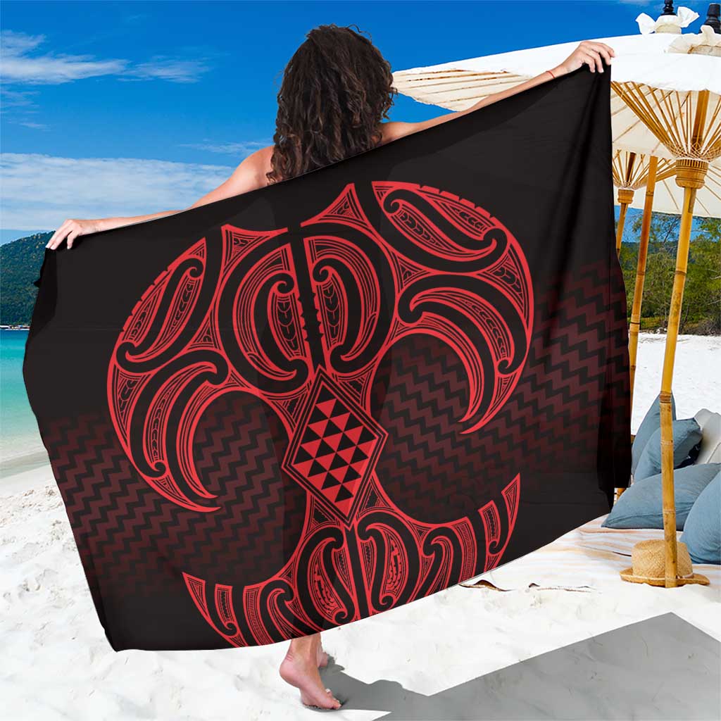 Whero Maori Ta Moko Poutama Art Sarong LT9 One Size 44 x 66 inches Red - Polynesian Pride