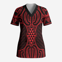 Whero Maori Ta Moko Poutama Art Scrub Top - Polynesian Pride