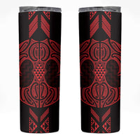 Whero Maori Ta Moko Poutama Art Skinny Tumbler LT9 Red - Polynesian Pride