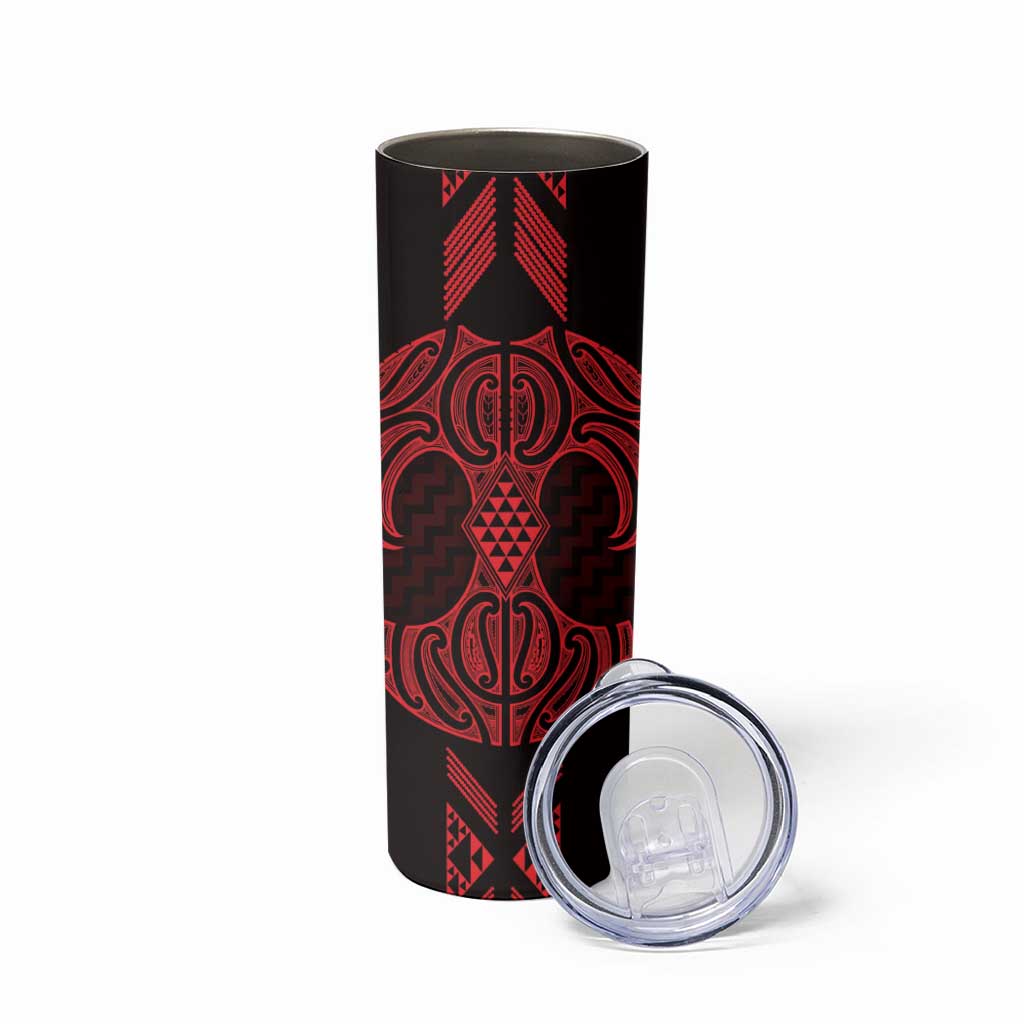 Whero Maori Ta Moko Poutama Art Skinny Tumbler LT9 - Polynesian Pride
