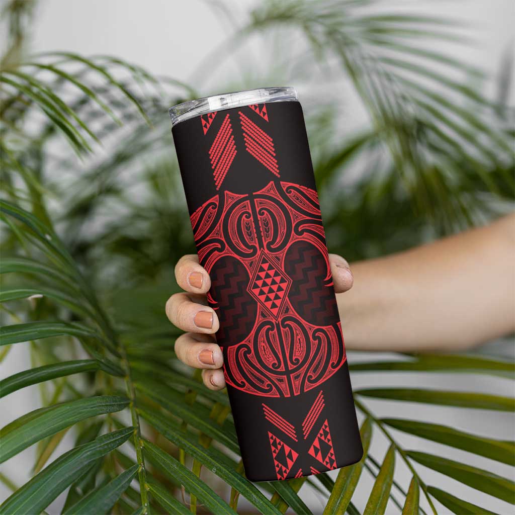 Whero Maori Ta Moko Poutama Art Skinny Tumbler LT9 - Polynesian Pride