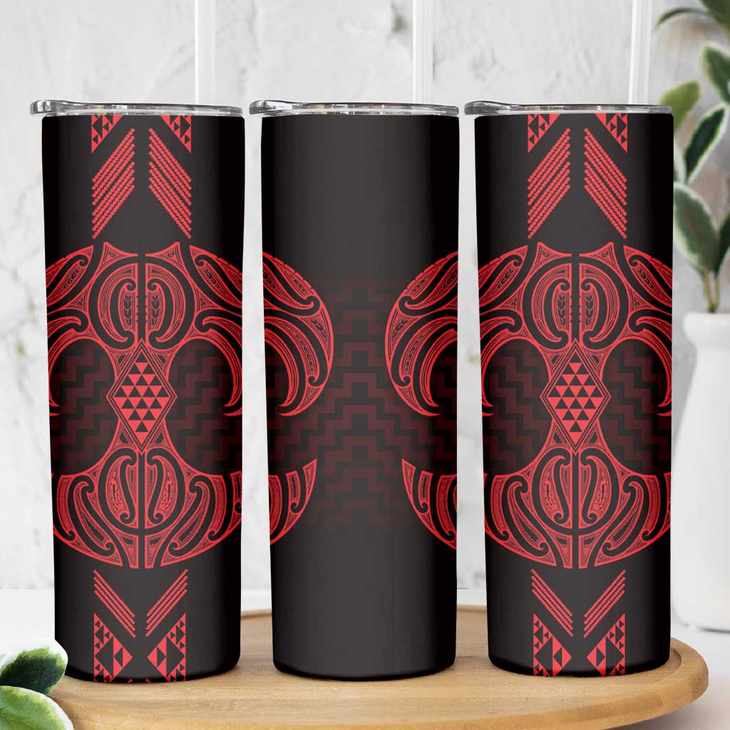 Whero Maori Ta Moko Poutama Art Skinny Tumbler LT9 - Polynesian Pride