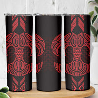 Whero Maori Ta Moko Poutama Art Skinny Tumbler LT9 - Polynesian Pride