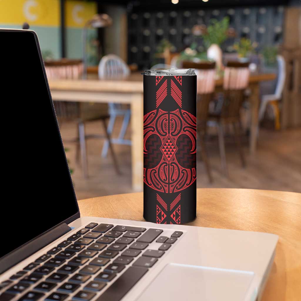 Whero Maori Ta Moko Poutama Art Skinny Tumbler LT9 - Polynesian Pride