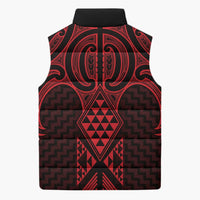 Whero Maori Ta Moko Poutama Art Sleeveless Puffer Jacket - Polynesian Pride