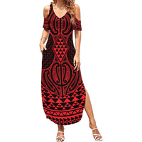 Whero Maori Ta Moko Poutama Art Summer Maxi Dress