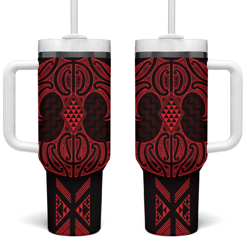 Whero Maori Ta Moko Poutama Art Tumbler With Handle LT9 One Size: 40 oz Red - Polynesian Pride