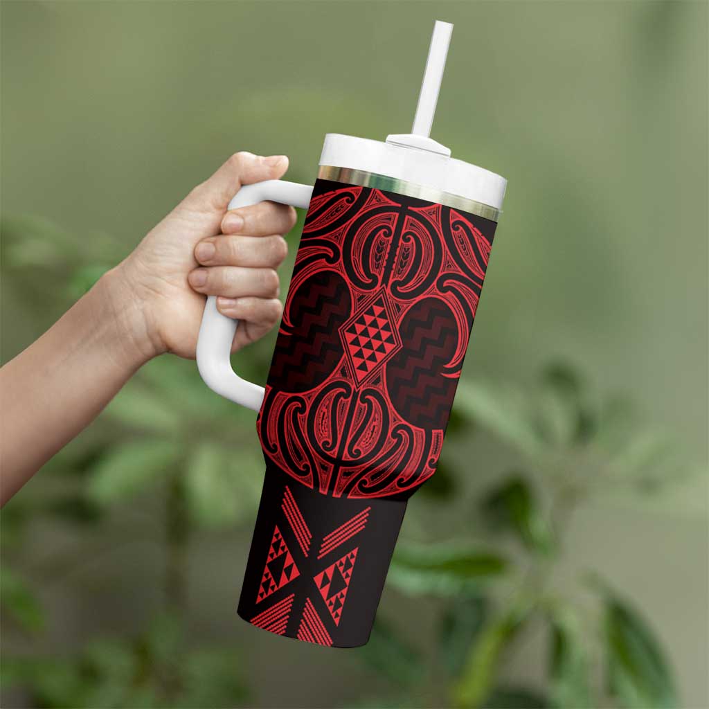 Whero Maori Ta Moko Poutama Art Tumbler With Handle LT9 - Polynesian Pride