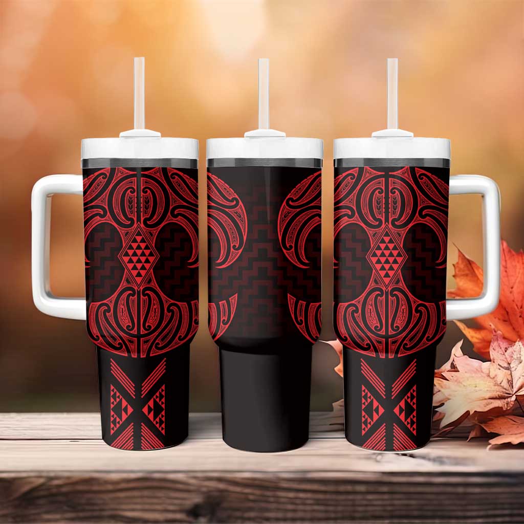 Whero Maori Ta Moko Poutama Art Tumbler With Handle LT9 - Polynesian Pride