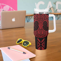 Whero Maori Ta Moko Poutama Art Tumbler With Handle LT9 - Polynesian Pride