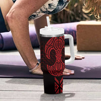 Whero Maori Ta Moko Poutama Art Tumbler With Handle LT9 - Polynesian Pride