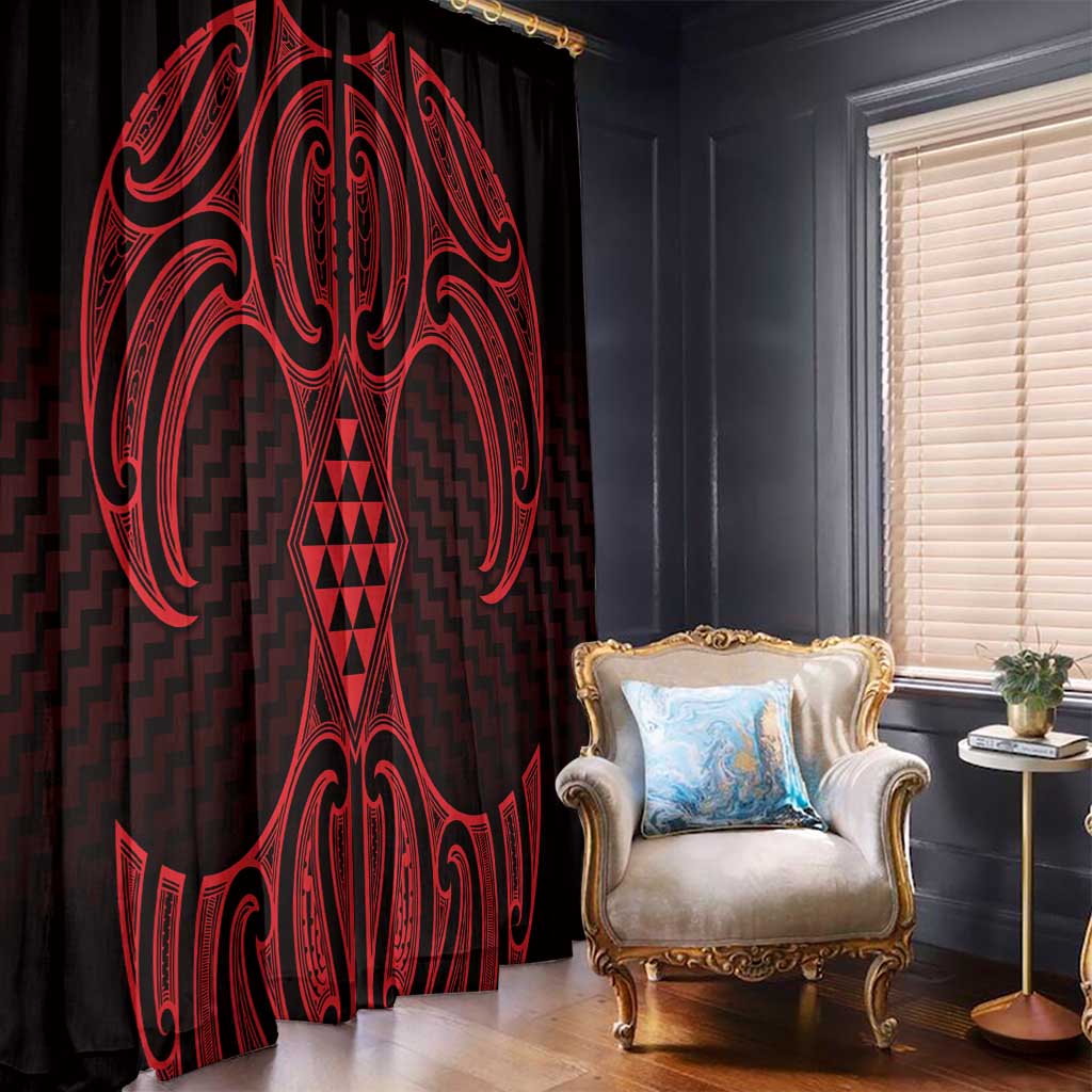 Whero Maori Ta Moko Poutama Art Window Curtain LT9 - Polynesian Pride