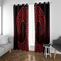 Whero Maori Ta Moko Poutama Art Window Curtain LT9 With Grommets Red - Polynesian Pride