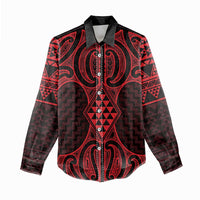 Whero Maori Ta Moko Poutama Art Women Casual Shirt
