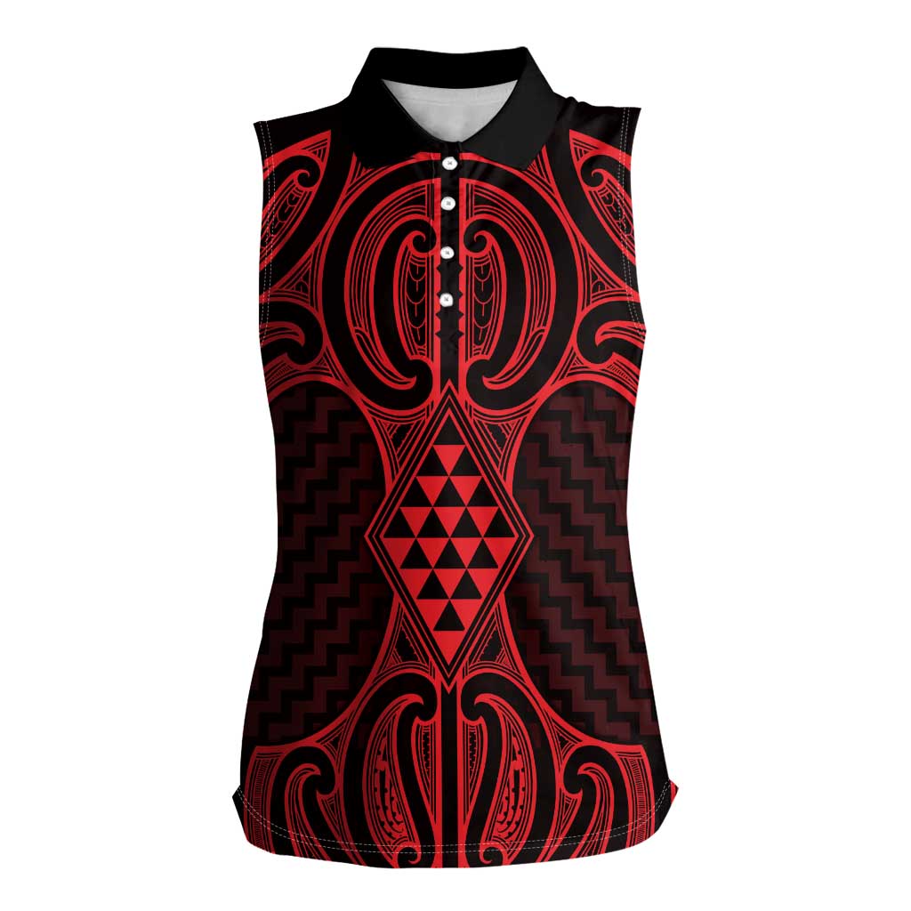 Whero Maori Ta Moko Poutama Art Women Sleeveless Polo Shirt